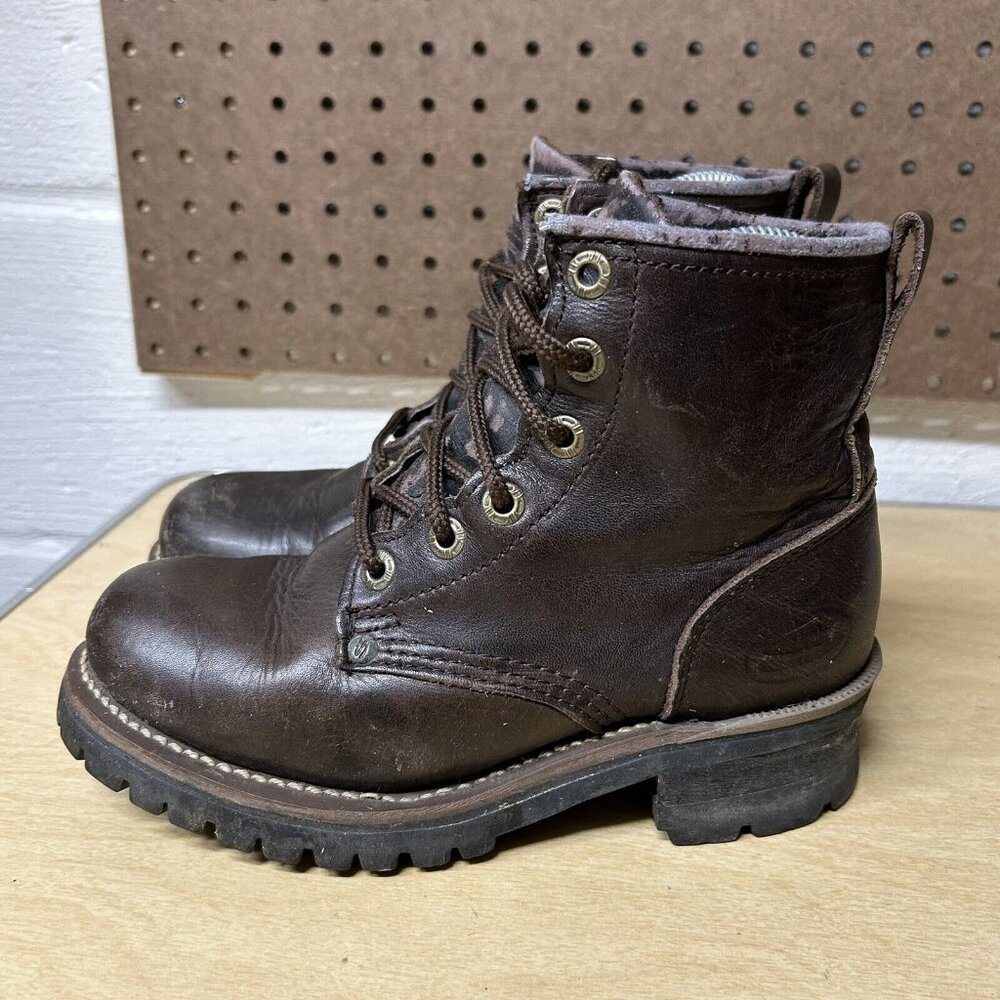 Skechers Brown Leather Logger Boots (could fit 7 or 6.5)